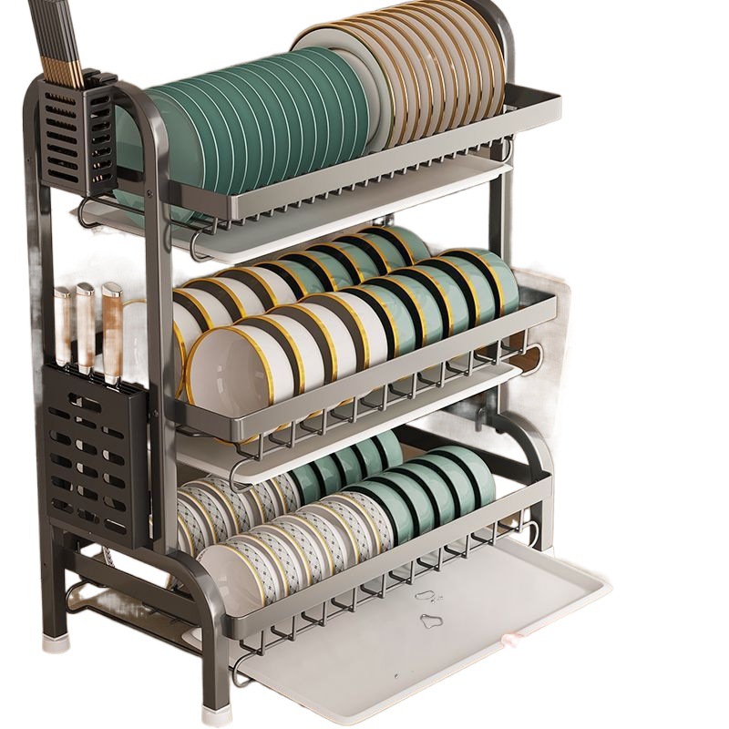 Estante de cocina, estante de almacenamiento de platos, estante de drenaje, armario de doble capa para el hogar, caja de vajilla, estante multifuncional para platos