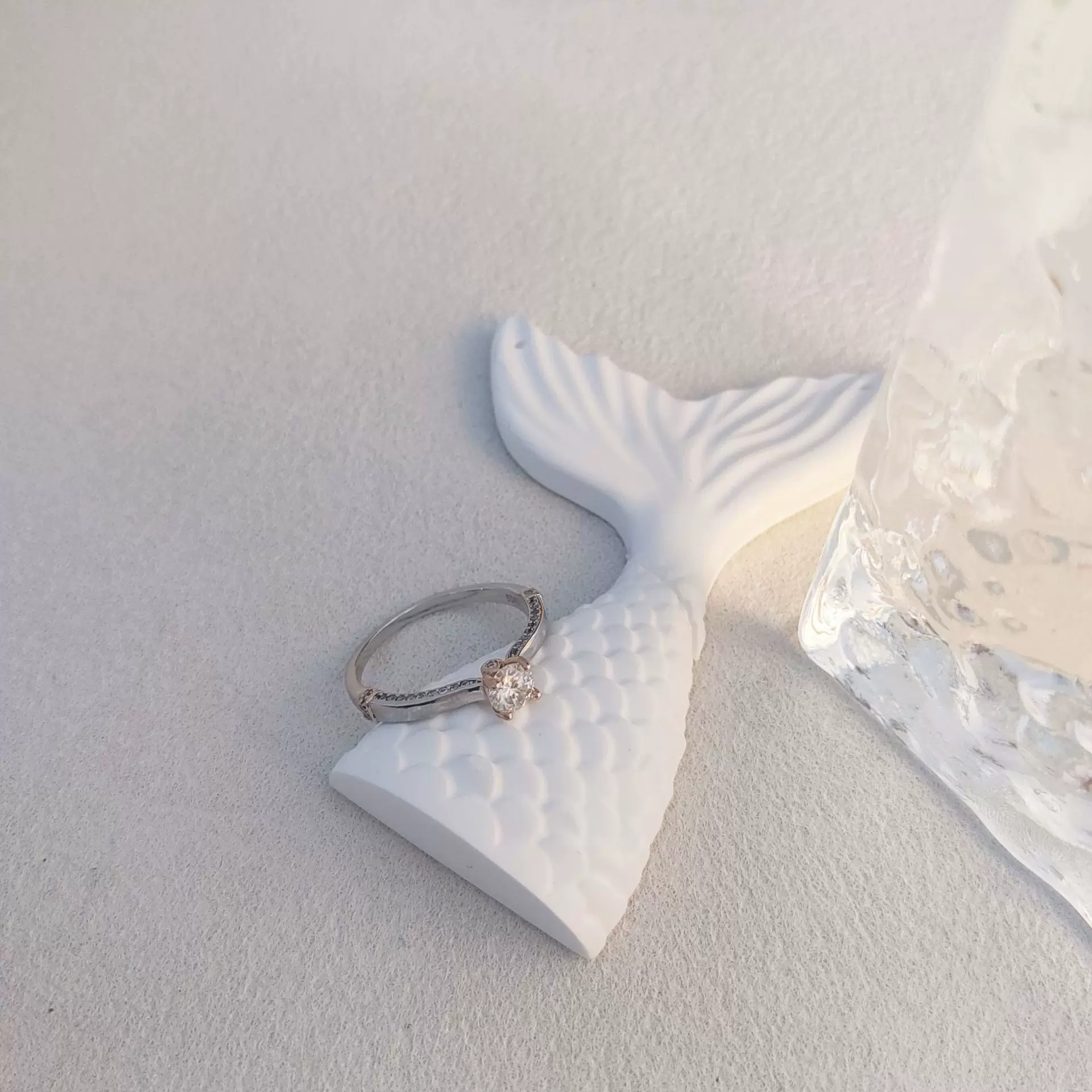 新款S925纯银四爪分金钻戒50分莫桑钻戒指女银ins戒指小众高级感