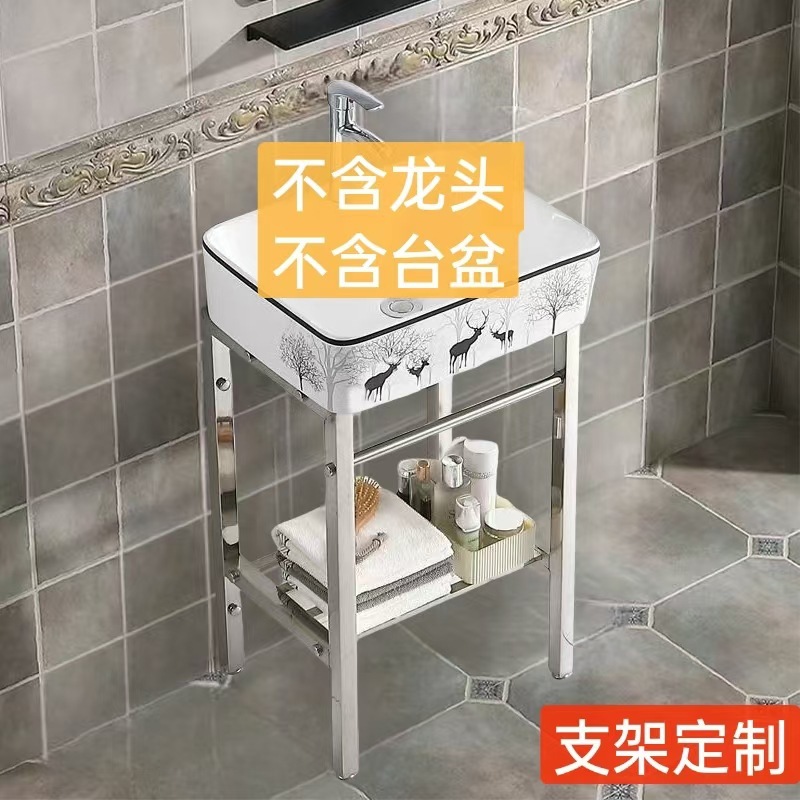 防锈卫生间易清洁小户型简装公寓落地式工程酒店洗手盆陶瓷一体盆|undefined