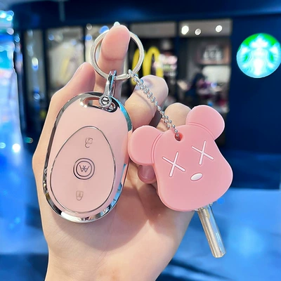 Car key bag — Electric Car Key Case W260 - electric-car-j-smart-3-key-pink-single-shell-pink-door-key-set
