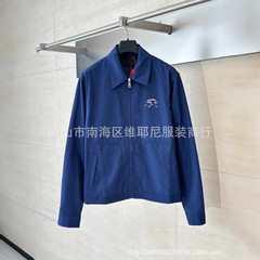 高版本 P家胸前字母印花短款纯色简约百搭夹克男女老钱风蓝色外套