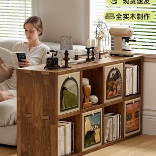 R^Solid Wood Bookshelf Floor-Standing Low Bookcase Living Room Grids Cabinet Home Storage Locker Kindergarten Combination Storage Cabinet