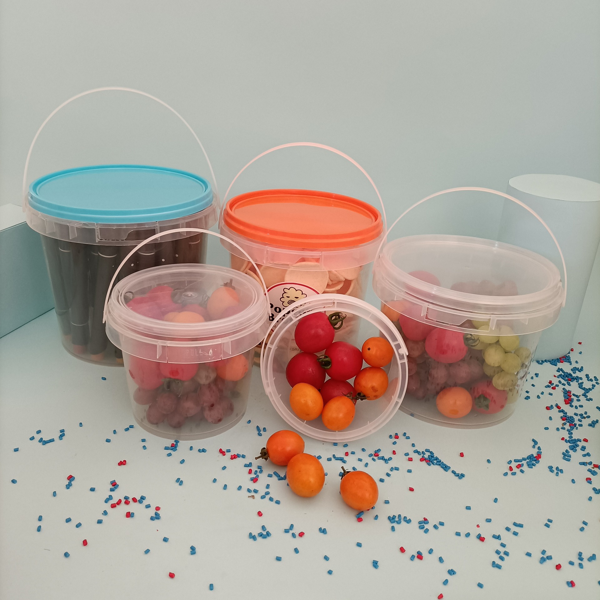 1L透明密封塑料桶好PP食品级酸奶糖果蜂蜜冰淇林压盖可印刷现货