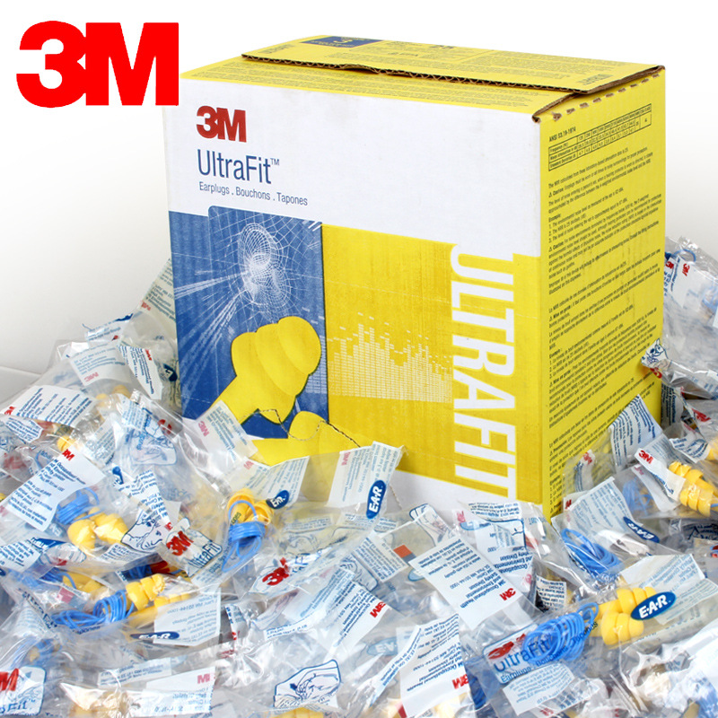 3M隔音耳塞340-4004防噪音游泳可清洗工厂降噪硅胶带线圣诞树耳塞