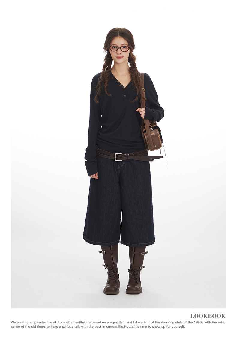 HeyHenry Women's V Neck Slim Fit Long Sleeve T-Shirt Designer Fashion for Autumn Suitable for Inner Layers_ecoleips.com