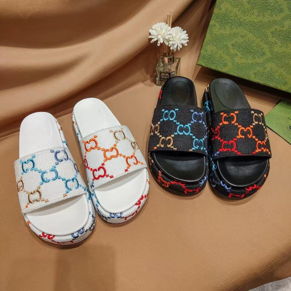 White high sandals platform, factory direct supply, 2022 collection, with embroidery, gradient