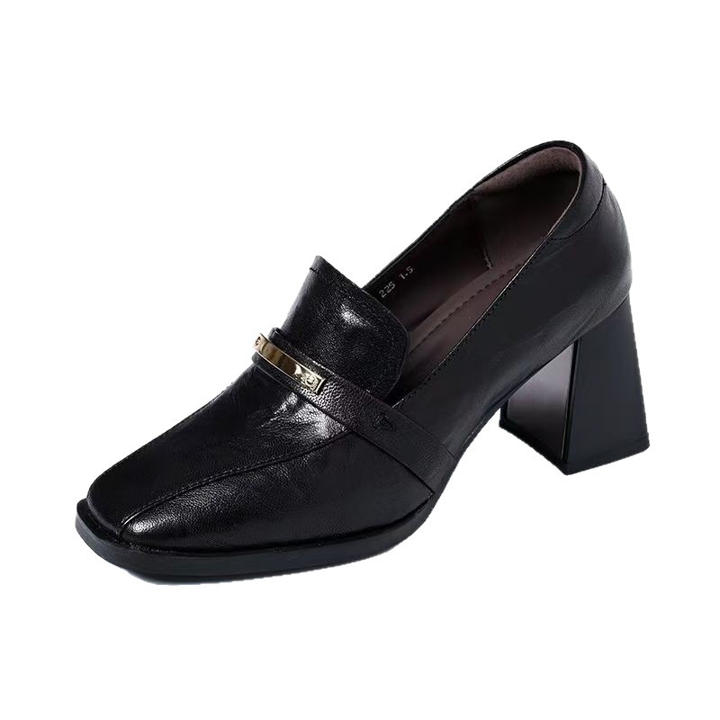 2025 otoño nuevos zapatos de mujer de tacón grueso cómodos europeos y estadounidenses minimalistas clásicos de moda madre estilo británico coreano zapatos de mujer