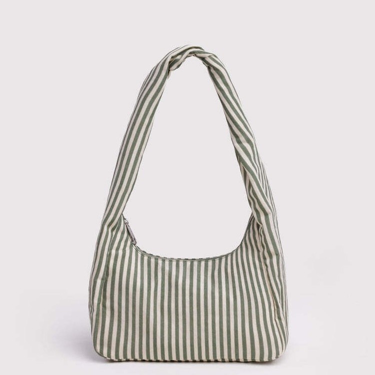 Baggu Same Style Tiktok Popular Korean Retro Artistic Handbag Simple Casual Fashion Striped Shoulder Bag