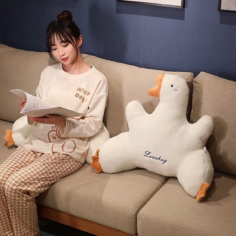 Big White Goose Lumbar Support Cushion for Long Sitting, Cartoon Office Chair Cushion, Lumbar Backrest, Lumbar Sofa for Pregnant Women