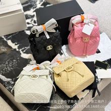 2025早春欧美时尚包包女新款菱格双链条双肩包旅游百搭小背包通勤