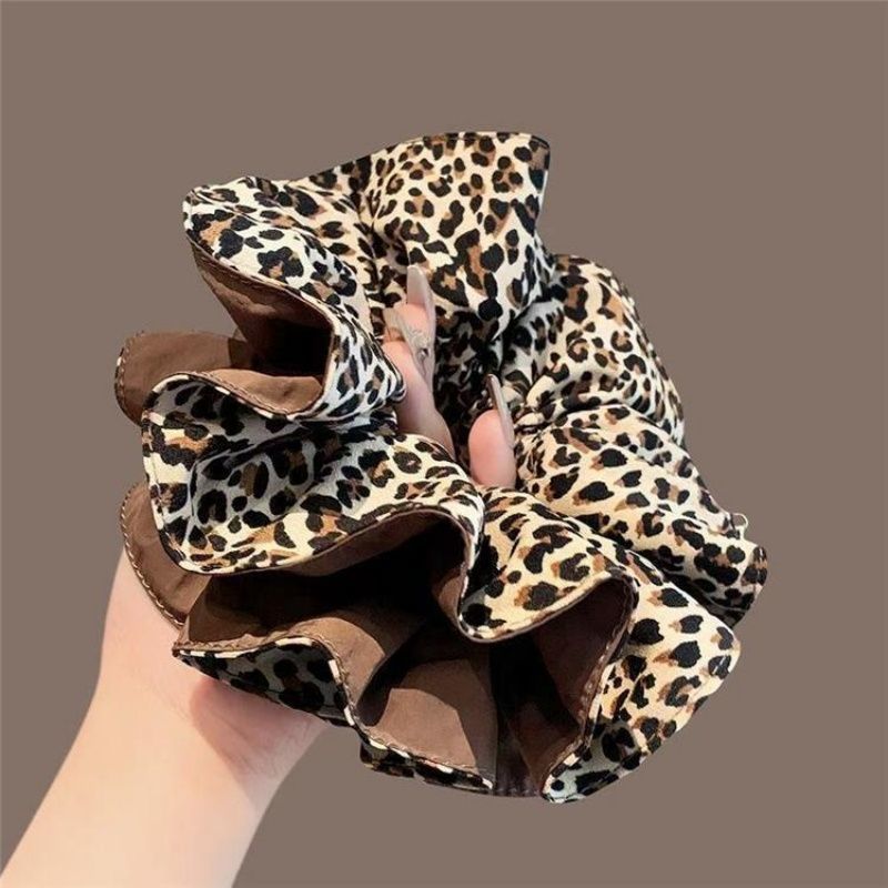 Eleganter Leopard Print Scrunchie Mit Doppelter Lage Haarband_voghion.com