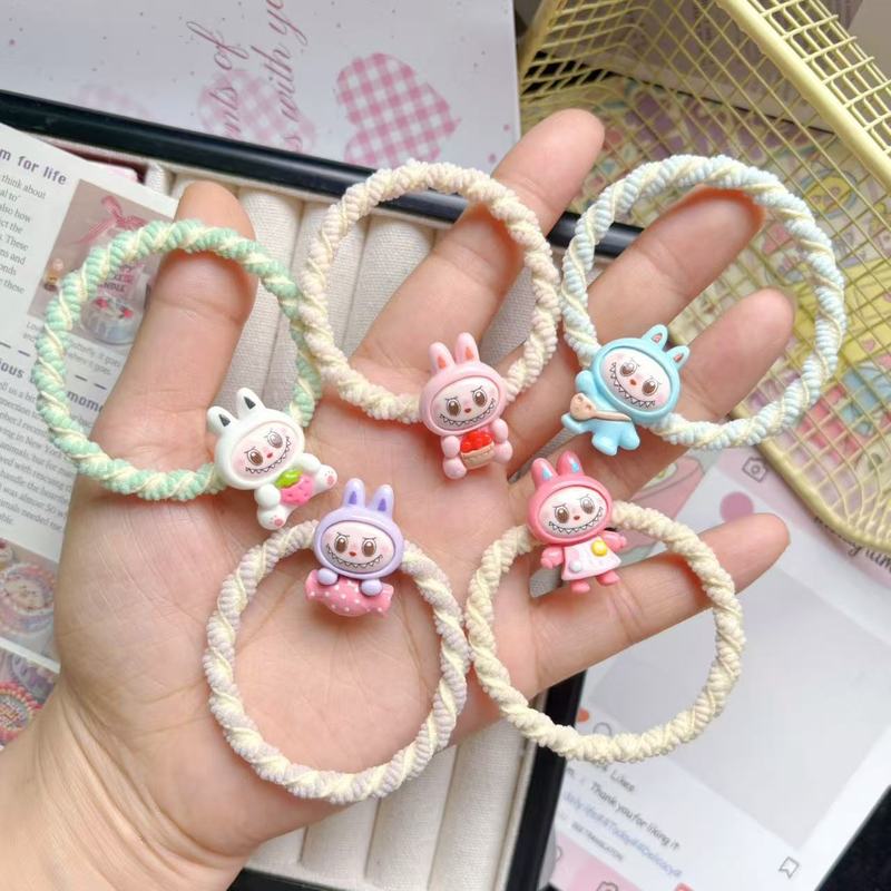 Labubu かわいいヘアバンド親友インガール甘い学生漫画ヘッドバンドゴムバンドカップルヘアアクセサリーヘアロープ|undefined