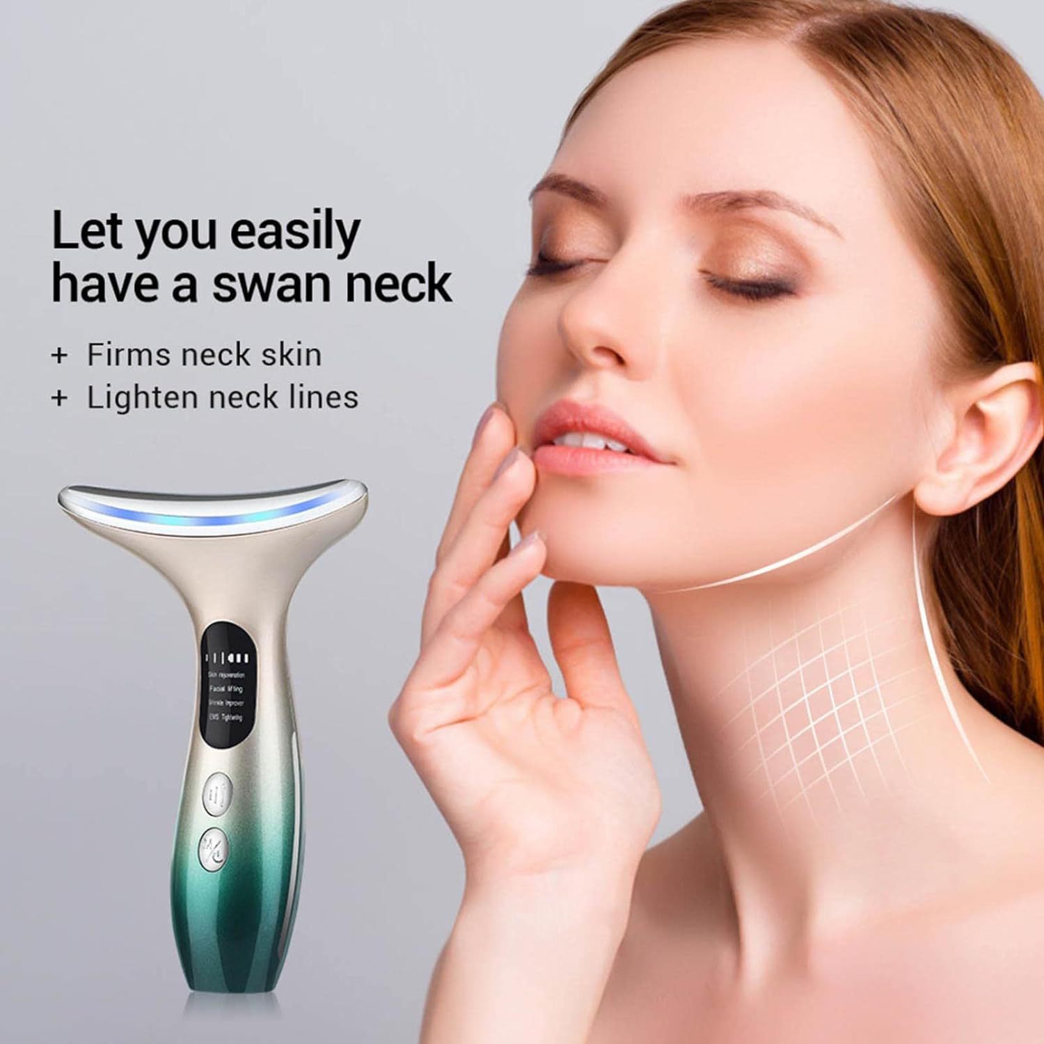 AliExpress cross-border new model of neck wrinkle removal and nasolabial fold beauty instrument, neck beauty instrument, facial lifting and firming introduction instrument EMS