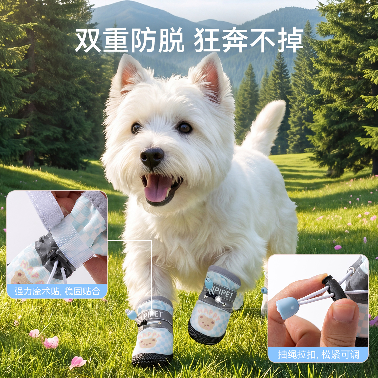 Primavera y verano nuevos zapatos para perros de dibujos animados de alta altura zapatos de suela suave para salir impermeable y resistente al desgaste perros pequeños y medianos que osos zapatos de peluche para mascotas
