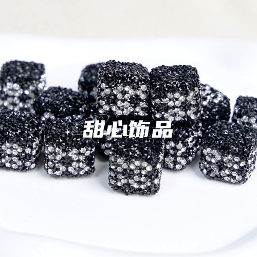 Heavy industry exquisite black square sugar beads square diamond beads loose beads diy jewelry mobile phone chain accessories
