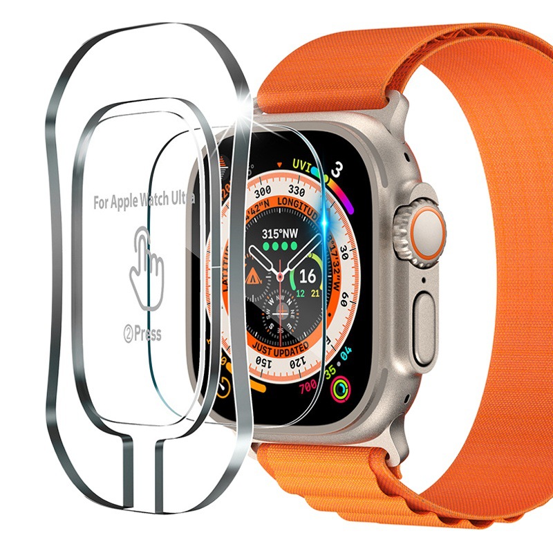 Aplicable a Apple Watch Película templada iwatch8 ultra Película protectora de reloj de goma completa Película de segundos con posicionador