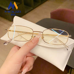 網紅封帆復古方形眼鏡框 男女ins潮近視防藍光金色平光鏡框架眼鏡