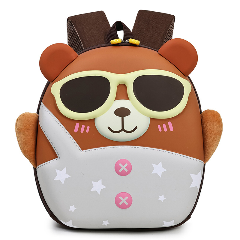 Mochila de niña encantadora, caricatura tridimensional oso, mochila de jardín de infantes, mochila de preescolar transpirable para niños
