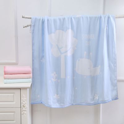 三层玉竹纱布提花童被婴幼儿童宝宝色织提花浴巾盖被毛巾被批发
