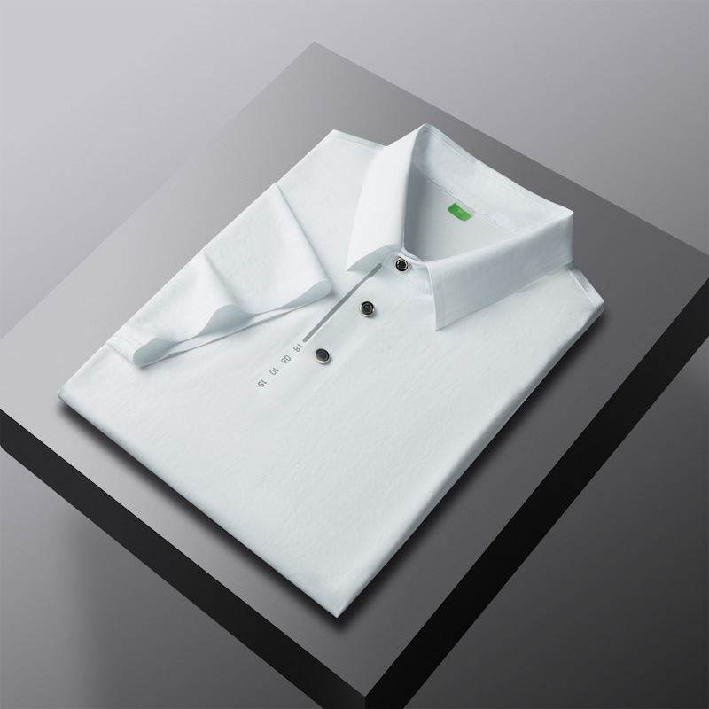 2024 verano delgado hielo sin marcas prensado polo hombre manga corta suelta negocio casual camiseta con solapa al por mayor