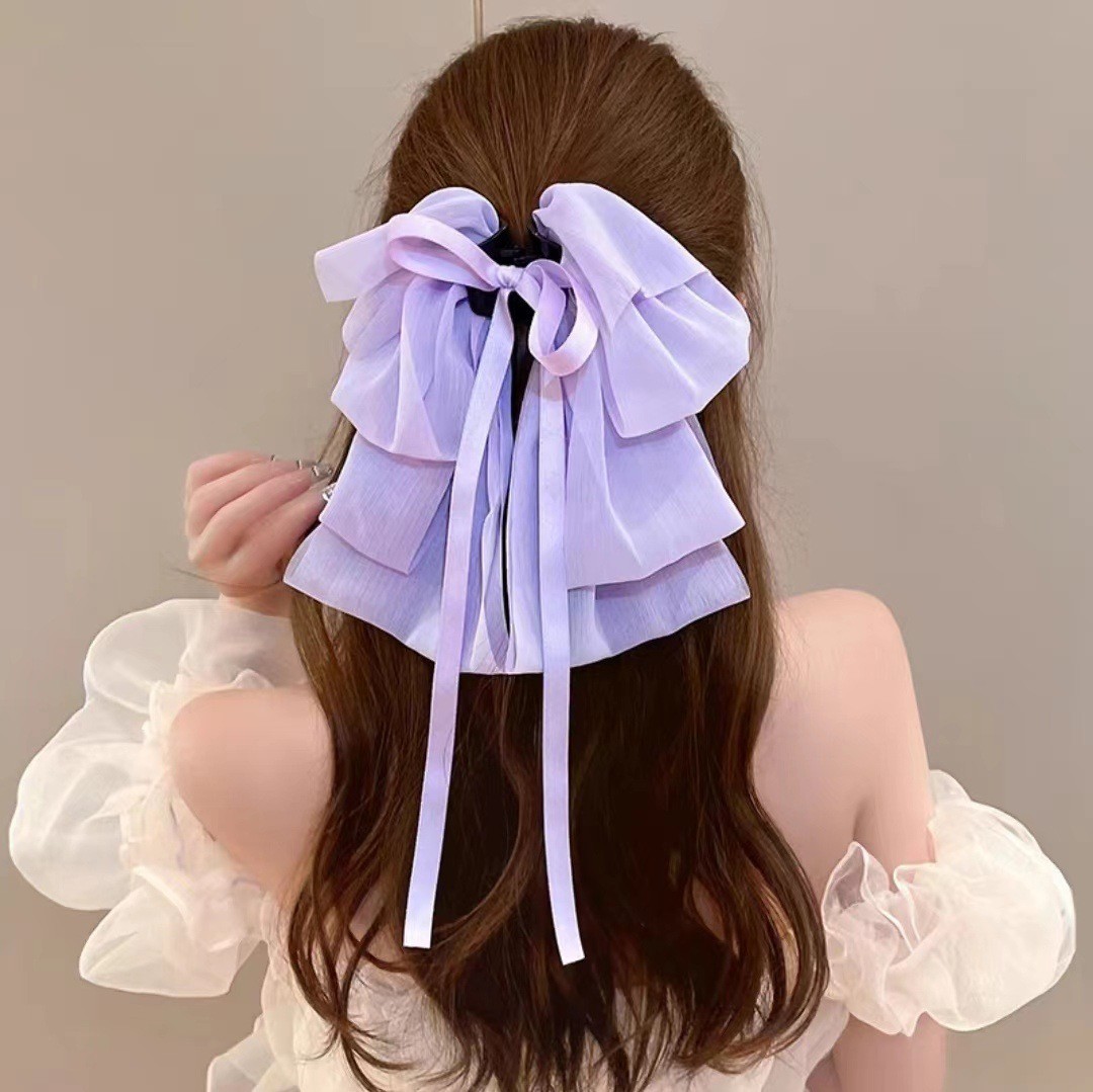 Women's Sweet Bow Knot Cloth Gauze Tassel Hair Clip Hair Claws display picture 16