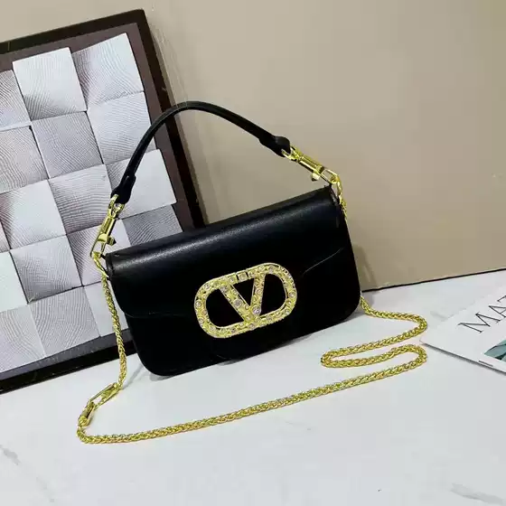 Cross-border Crystal Diamond Buckle Sliding Chain Bag Star Same Style Handbag Light Luxury Shoulder Crossbody Bag High-end Trendy Bag