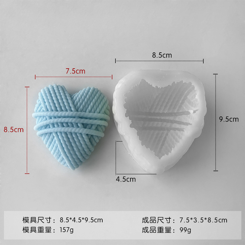 Jiahui Mei hilos de lana columna molde de silicona aromática hecha a mano columna amor amor atmósfera decoración molde de vela