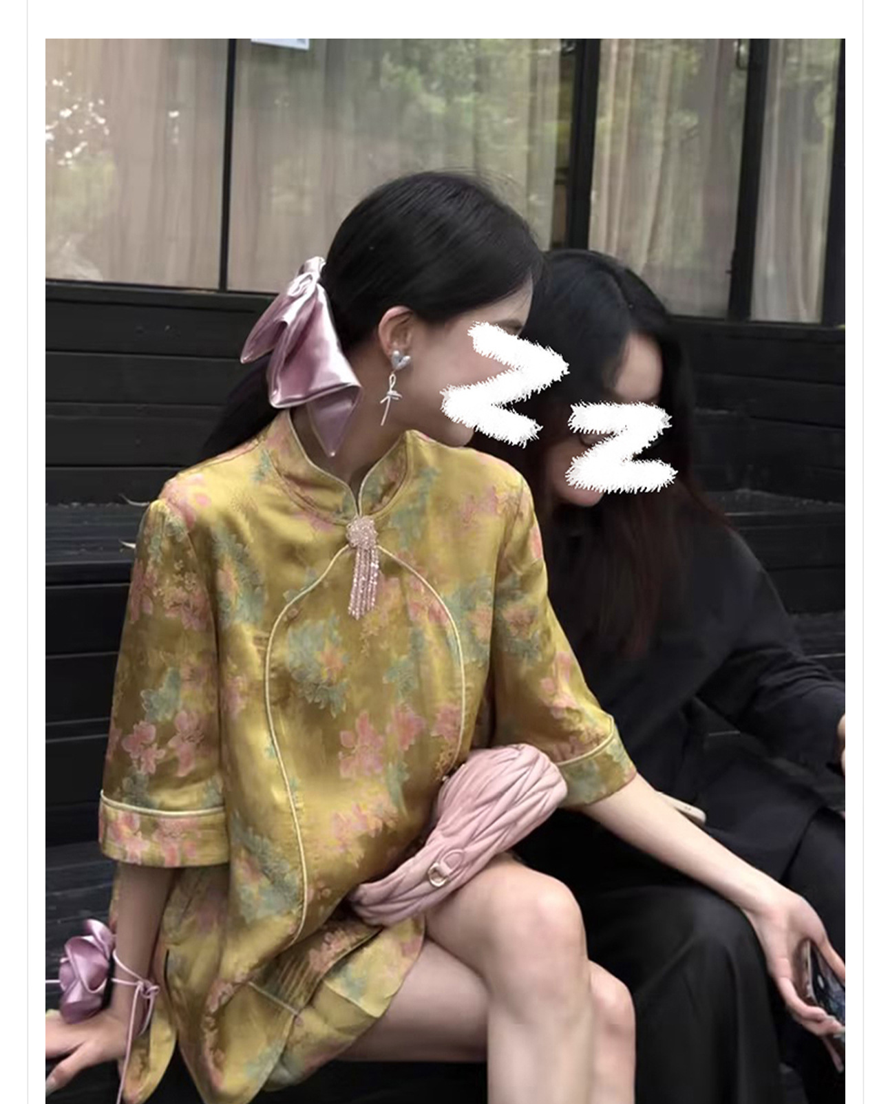 Quần short cạp cao tôn dáng phong cách Trung Hoa in họa tiết mùa hè — Quần short chi tiết 2