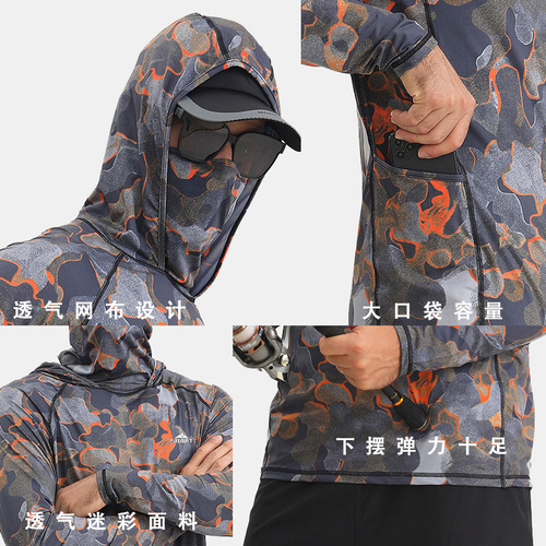 SBART outdoor summer ice silk fishing clothing, anti-UV lure clothing, camouflage sun protection clothing, breathable fishing clothing