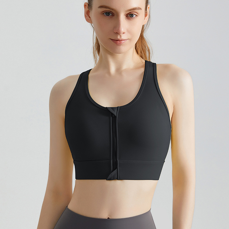 Chaleco deportivo de yoga Weiman para mujer, con copa integrada para fitness, ropa exterior, espalda deportiva, espalda hermosa, cobertura lateral de los senos, sujetador deportivo con cremallera frontal