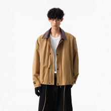 美式复古巴恩风拼接皮领底特律夹克男秋季休闲短款卡哈特外套