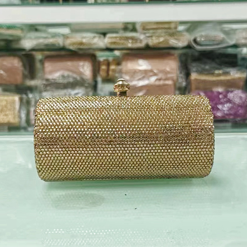* Bolsa de mano de diamante de lujo fondo plano lleno de diamantes bolsa de banquete bolsa pequeña mujer Rhinestone bolsa de embrague