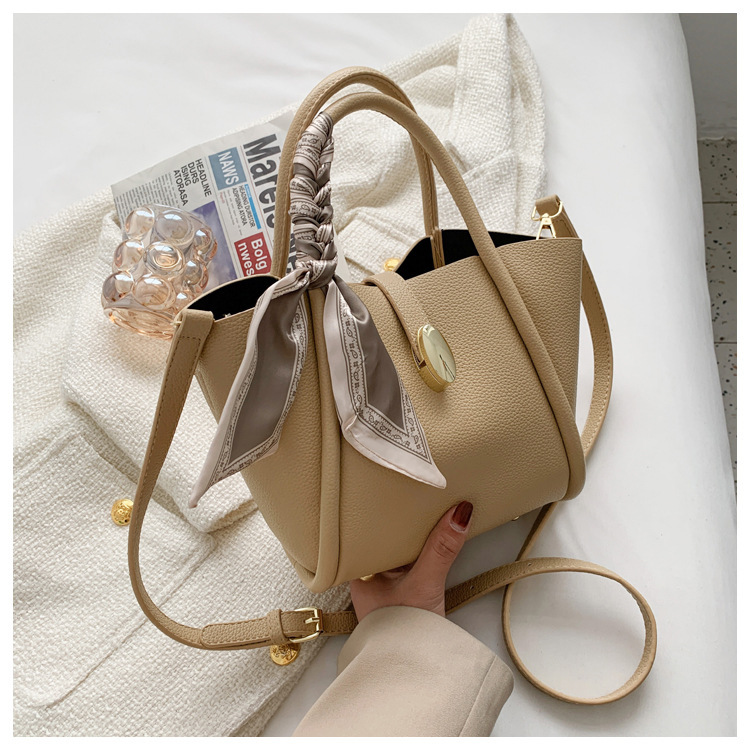 new trendy fashion silk decoration portable oneshoulder bucket bag 281811cmpicture1