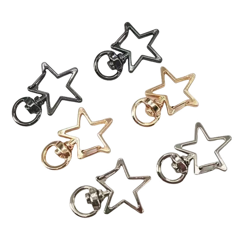 卸売電気メッキゴールデン五芒星吊りバックル回転バックル亜鉛合金特殊形状キーホルダー diy アニメジュエリーアクセサリー|undefined