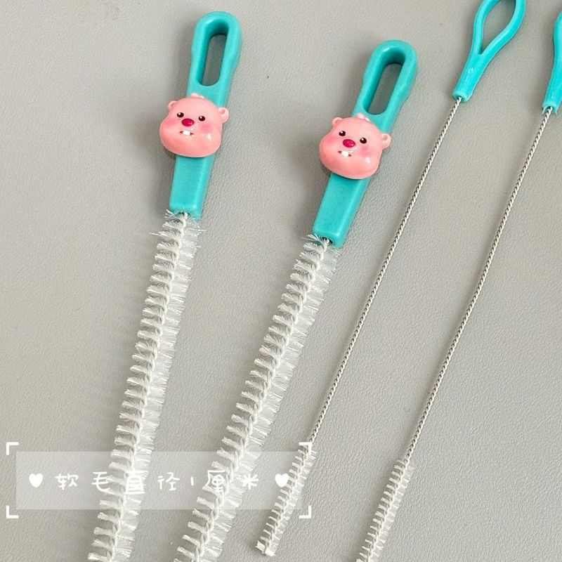 Loopyかわいい洗浄おしゃぶり神器コップカップ蓋洗浄ブラシ細長い清潔セット洗浄ブラシストローブラシ|undefined