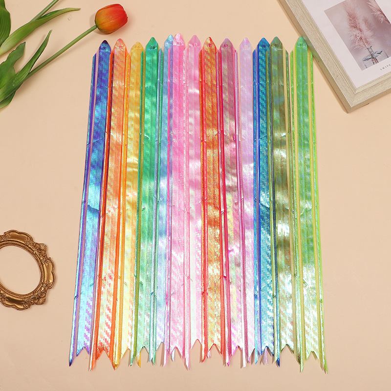 Nuevo medio 30 # hilo de nieve Iris flor dibujada a mano al por mayor brillante flash guirnalda cinta ventas directas de fábrica