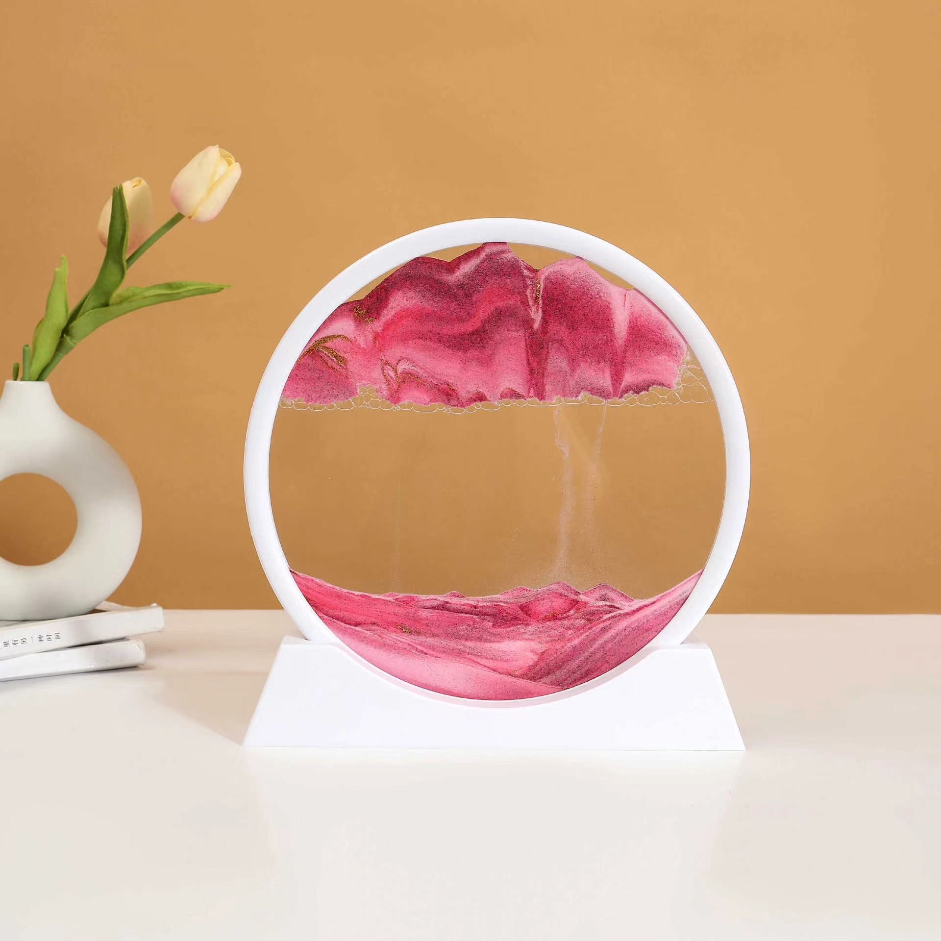 12inch white frame pink sand [diameter 18cm ]—diy material package