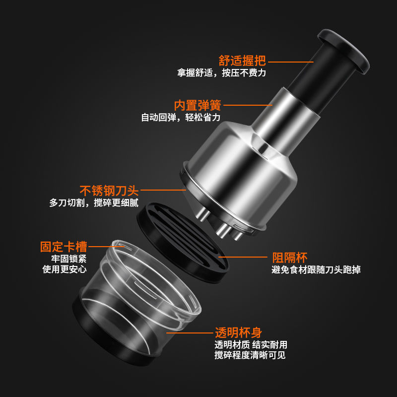 Cuchillo de cocina multifuncional 304 para uso doméstico, para picar verduras, triturar y prensar ajo, totalmente automático.