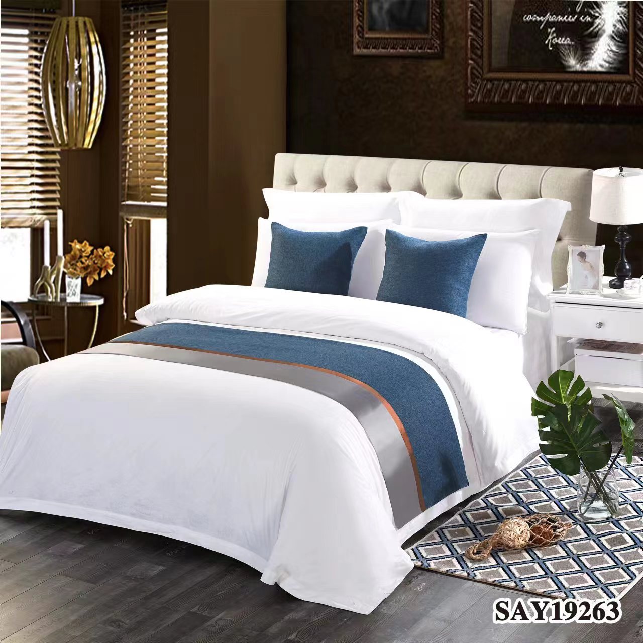Hotel guest room bed scarf hotel linens bed flag simple bed cover bed end cushion bedding hotel supplies