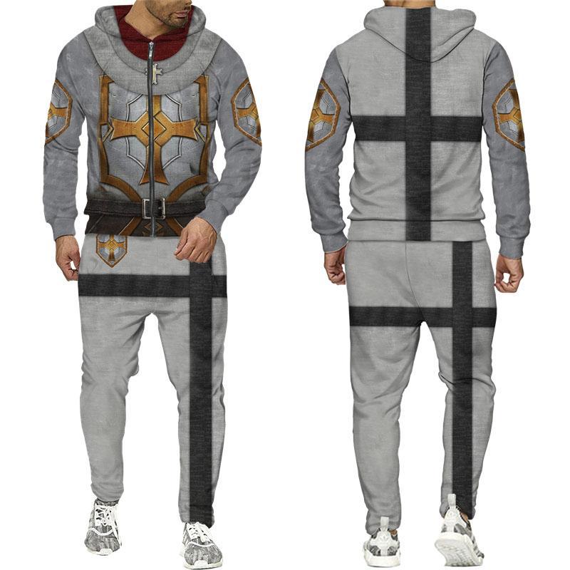 Pantalones de sudadera con capucha con cremallera de moda para hombre transfronterizo de otoño e invierno, MF008-ML1 de dos piezas de fitness deportivo