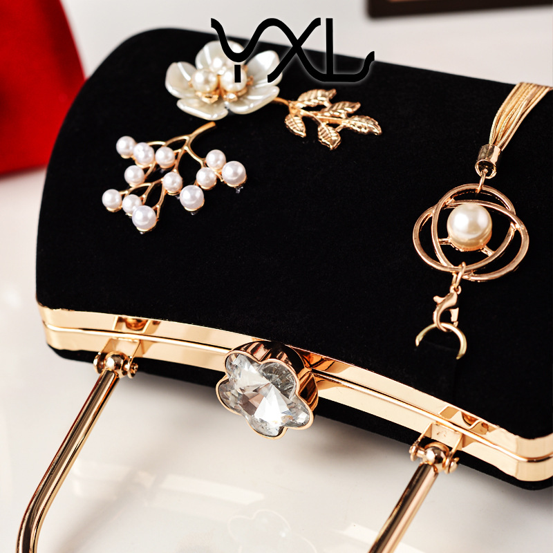 Nuevo retro flange de diamante de seda bolsa de cena bolsa de mano bolsa de cena bolsa de vestido chino bolsa de vestido cheongsam bolsa de tramo inclinada