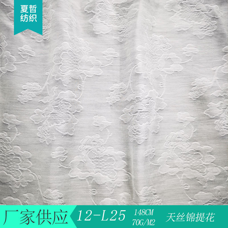 现货ZP12-L25本白天丝锦提花面料 春夏时装衬衫连衣裙汉服面料