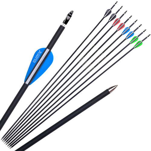 Source manufacturer 32-inch recurve archery hall outdoor archery rubber feather competition arrow 6mm hybrid arrow