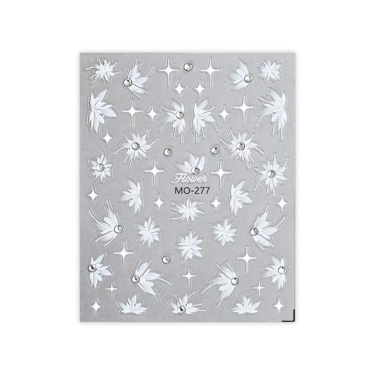 Red en línea ins viento cristal de diamante de nieve cortar césped 5D estereoscópio uñas en relieve pegatinas flores blancas de diamante de uñas decoración