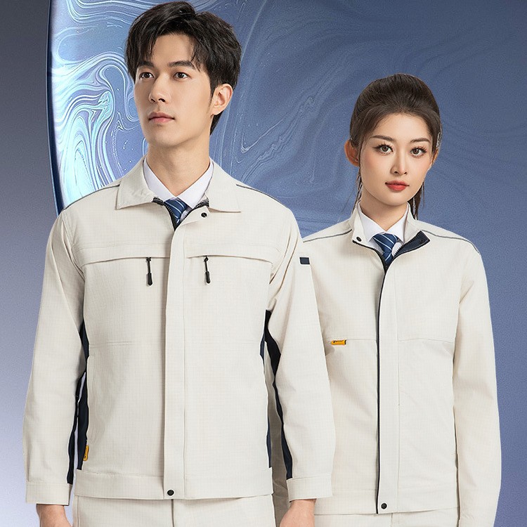 防静电春秋工装耐磨防撕裂机械弹力网格工作服可绣印logo