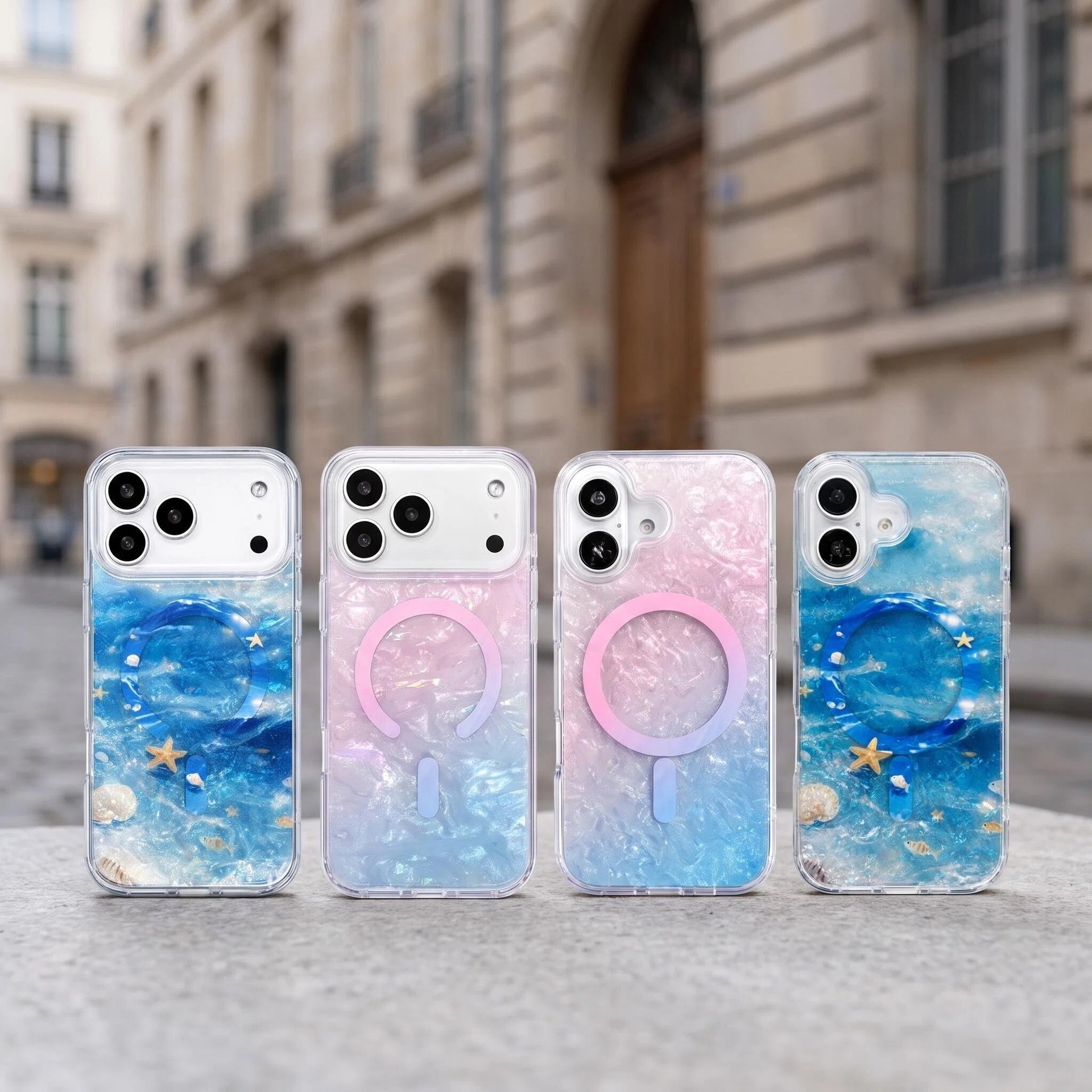 El patrón de concha de ensueño se aplica a la carcasa del teléfono móvil de absorción magnética Apple 17promax iPhone 17 degradado 16pro anti - caída image 5