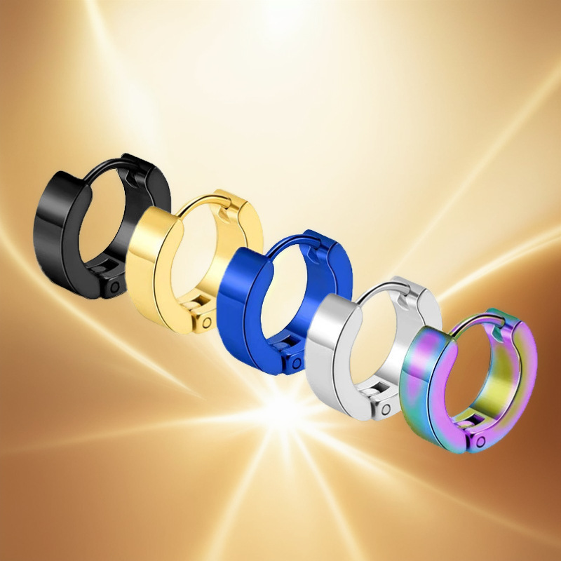 Stainless Steel Ear Cuffs and Earrings, Cross-Border Hot-Selling Korean Style Trendy Titanium Steel Unique Niche Ear Clips, Wholesale Round-Shaped Jewelry