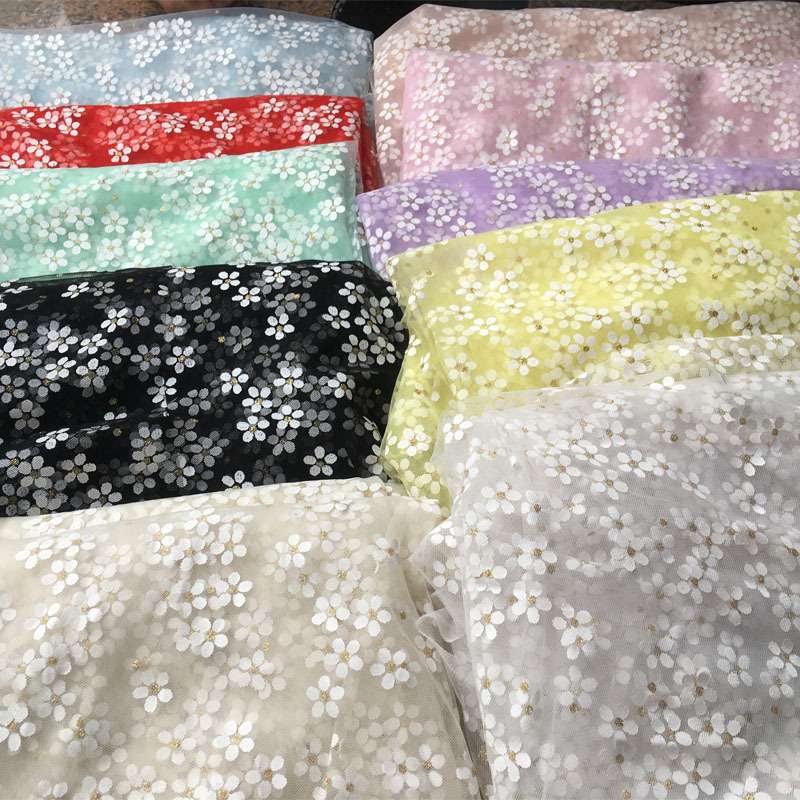 美国网纱婚礼派对装饰小菊花tutu纱童装裙子DIY饰品网孔网格编织