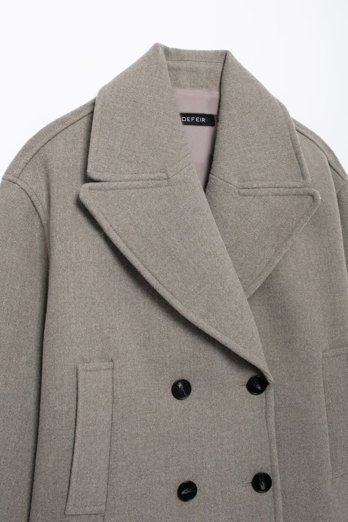 Damen 2024 Herbst/Winter Schurwolle-Mischung Zweireihiger Mantel mit Knopfleiste_voghion.com