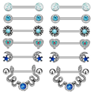 Gable Europe and the United States cross-border blue series chest ring heart-shaped breast ring five-star moon puncture breast ring export cross-border direct sales